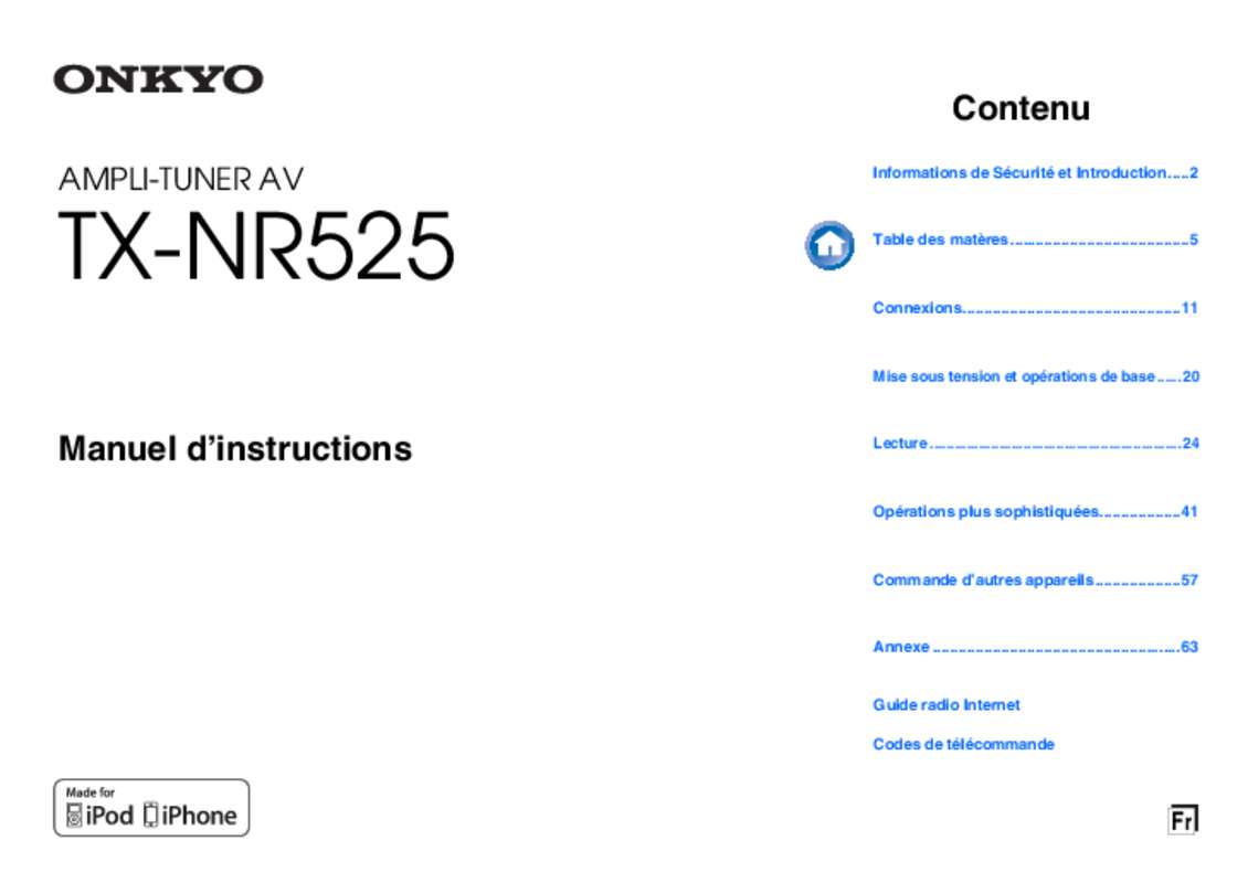 Guide utilisation ONKYO TX-NR525 S  de la marque ONKYO