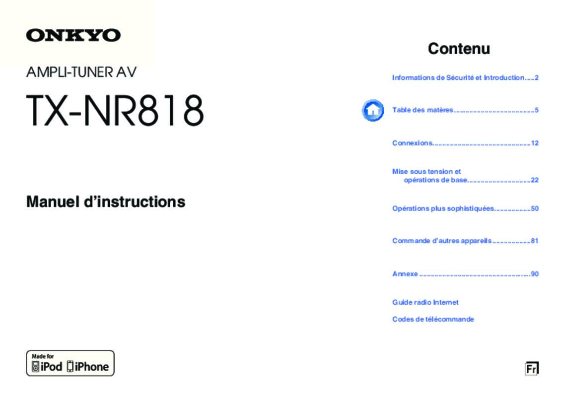 Guide utilisation  ONKYO TX-NR818  de la marque ONKYO