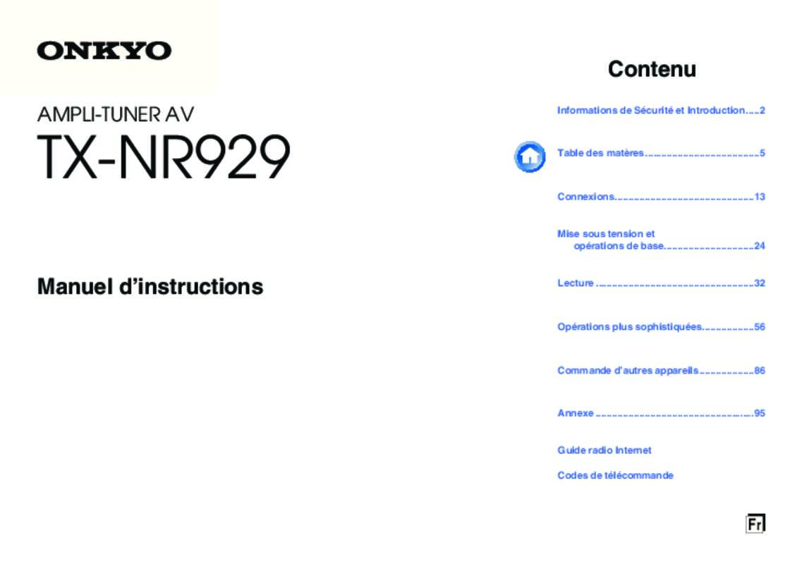 Guide utilisation ONKYO TX-NR929  de la marque ONKYO