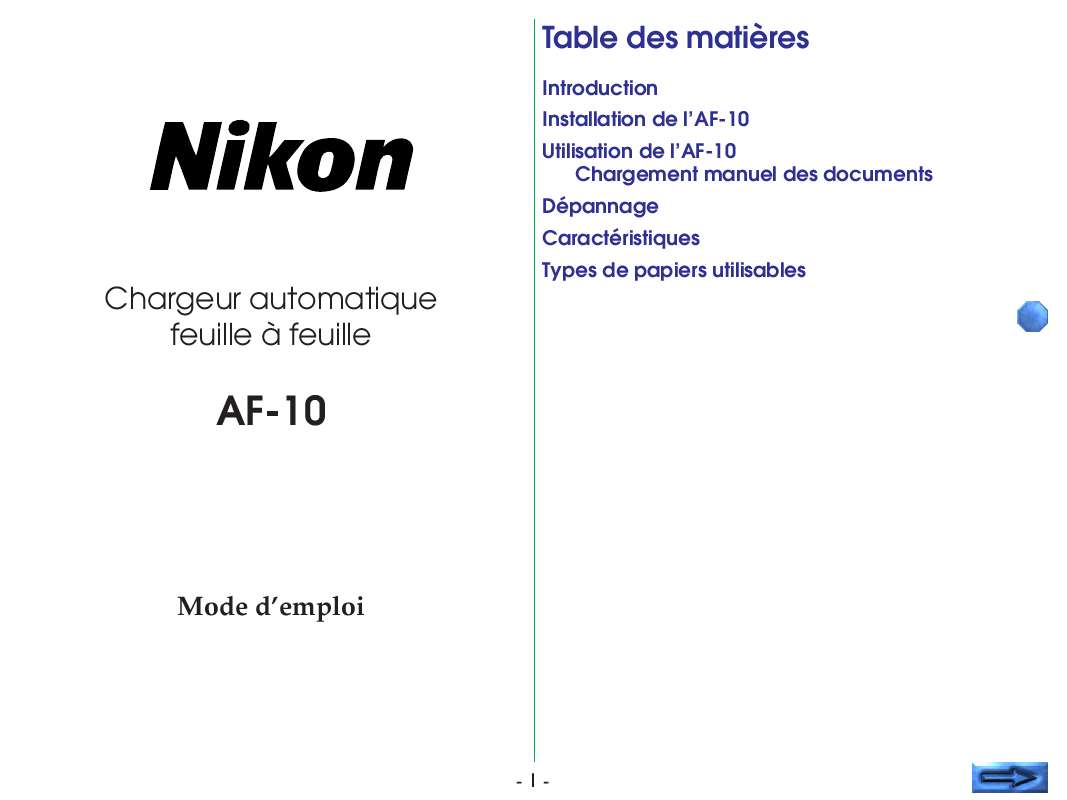 Guide utilisation NIKON AF-10  de la marque NIKON