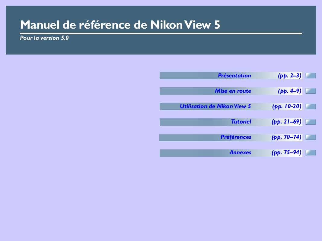Guide utilisation NIKON VIEW 5  de la marque NIKON