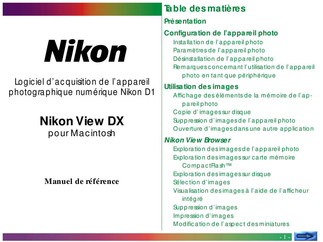 Guide utilisation NIKON VIEW DX1  de la marque NIKON