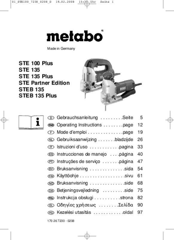 Guide utilisation METABO STE100+  de la marque METABO