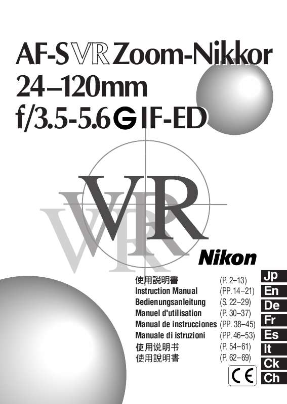 Guide utilisation NIKON AF-S VR ZOOM-NIKKOR 24-120MM F-3.5-5.6GIF-ED  de la marque NIKON
