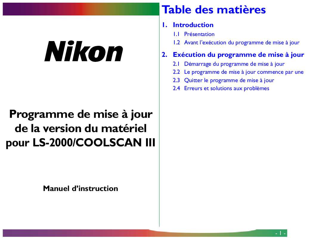 Guide utilisation NIKON COOLSCAN III  de la marque NIKON