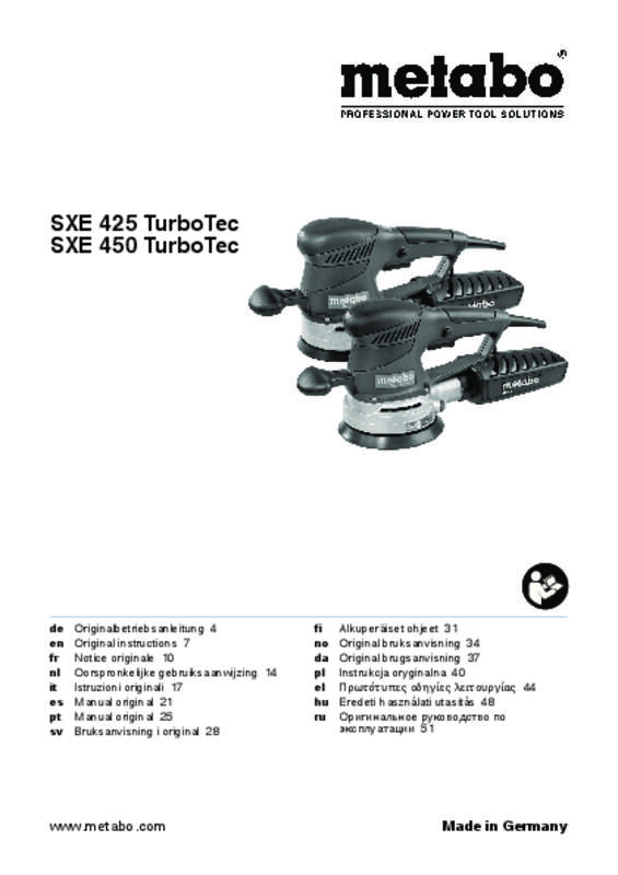 Guide utilisation METABO SXE 425  de la marque METABO