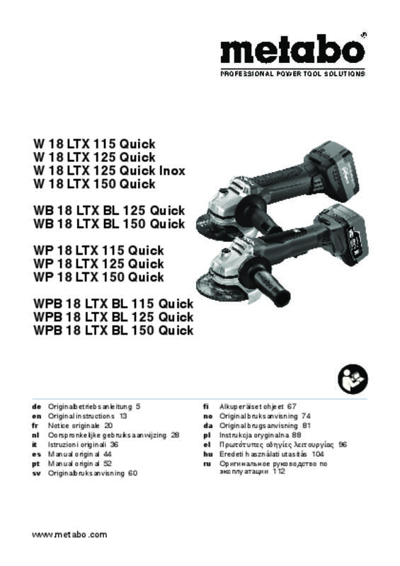 Guide utilisation METABO W18LTX  de la marque METABO