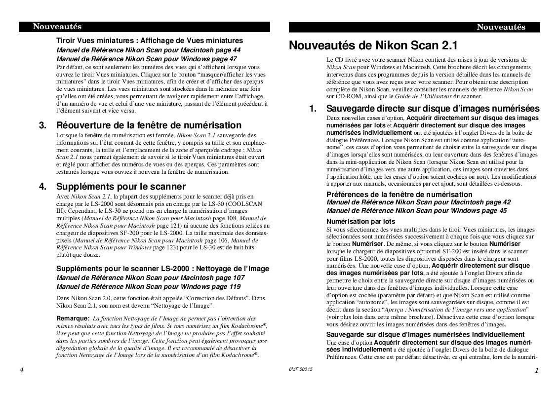 Guide utilisation NIKON SCAN 2.1  de la marque NIKON