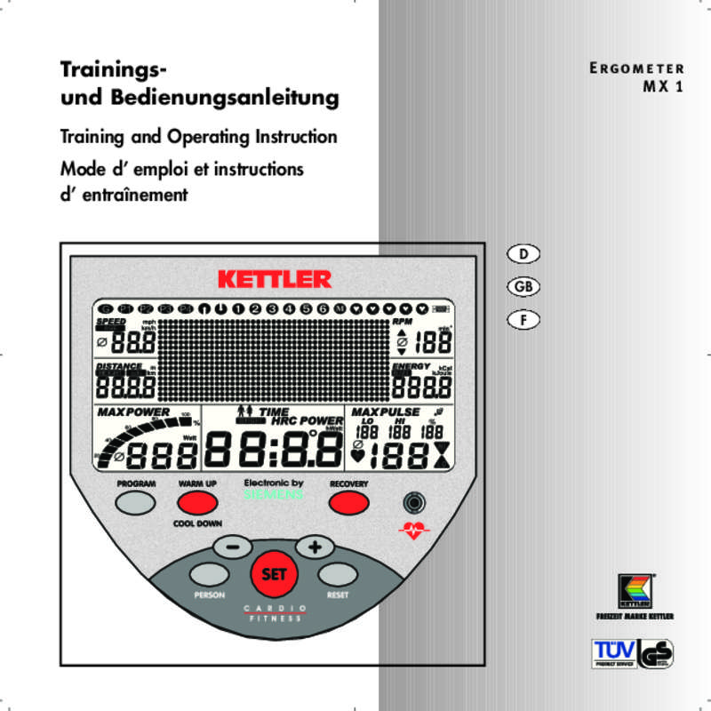 Guide utilisation  KETTLER ERGOMETER MX1  de la marque KETTLER