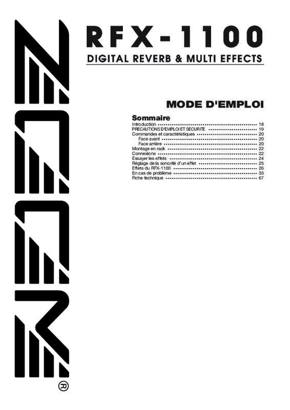Guide utilisation  ZOOM RFX1100  de la marque ZOOM