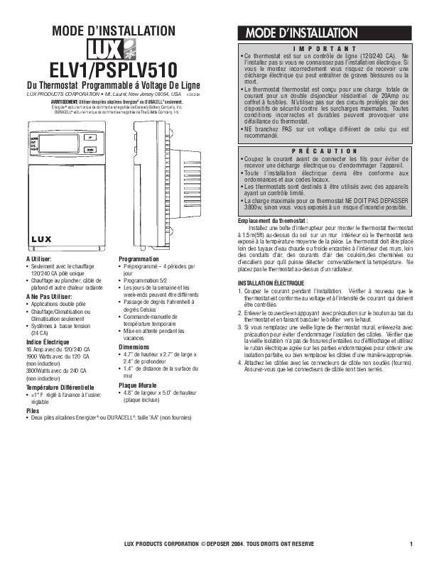 Guide utilisation  AEG-ELECTROLUX LUX ELV1  de la marque AEG-ELECTROLUX