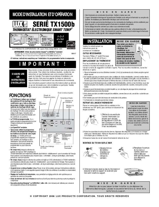 Guide utilisation  AEG-ELECTROLUX LUX TX1500B  de la marque AEG-ELECTROLUX