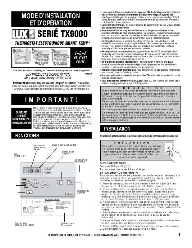 Guide utilisation  AEG-ELECTROLUX LUX TX9000A  de la marque AEG-ELECTROLUX