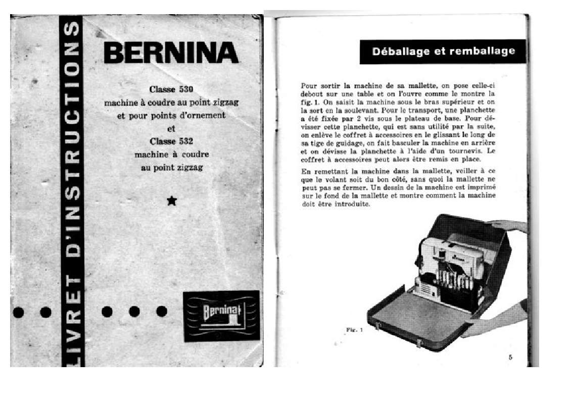 Guide utilisation BERNINA RECORD 532  de la marque BERNINA