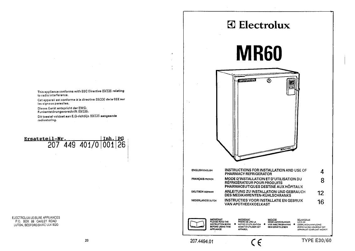 Guide utilisation  AEG-ELECTROLUX MR60  de la marque AEG-ELECTROLUX