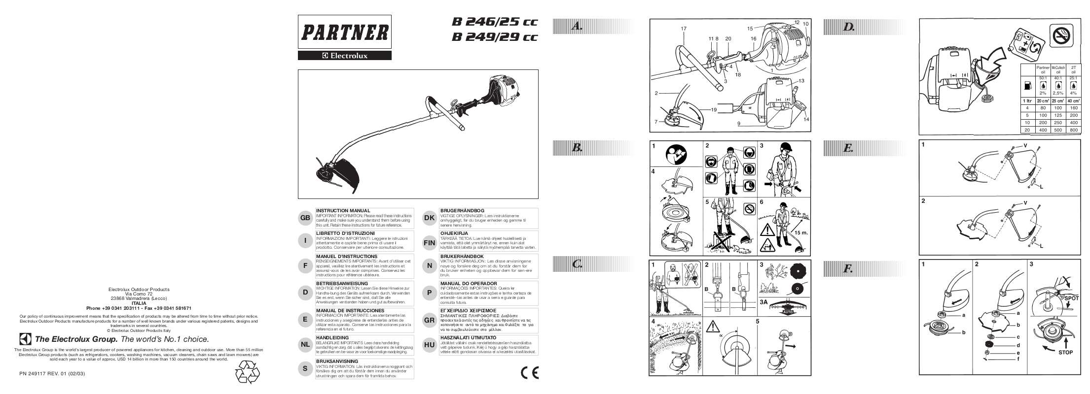 Guide utilisation  AEG-ELECTROLUX PARTNER B 249 29CC  de la marque AEG-ELECTROLUX