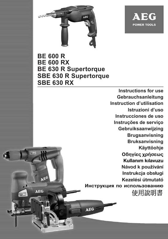 Guide utilisation  AEG-ELECTROLUX SBE 630 R SUPERTORQUE  de la marque AEG-ELECTROLUX