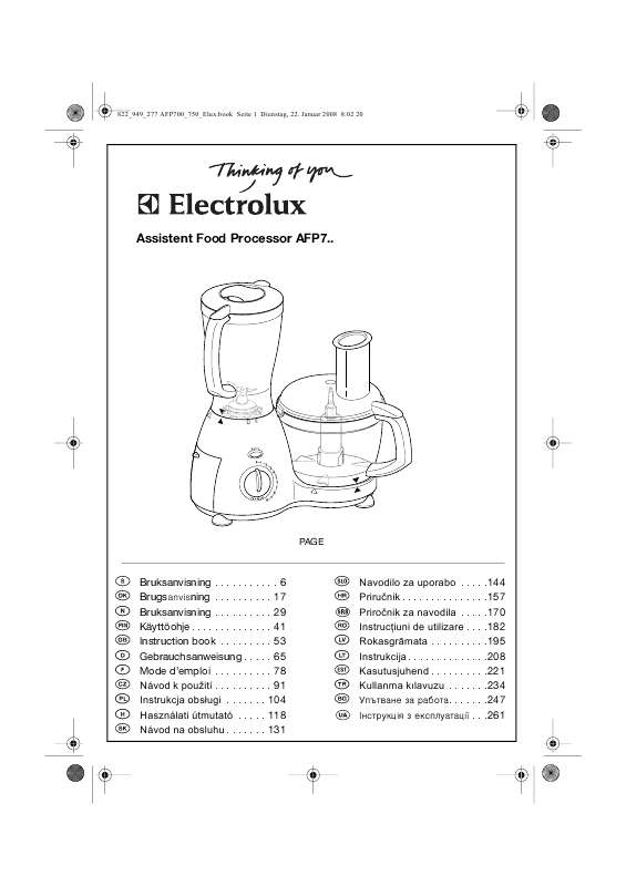 Guide utilisation AEG-ELECTROLUX AFP700 de la marque AEG-ELECTROLUX