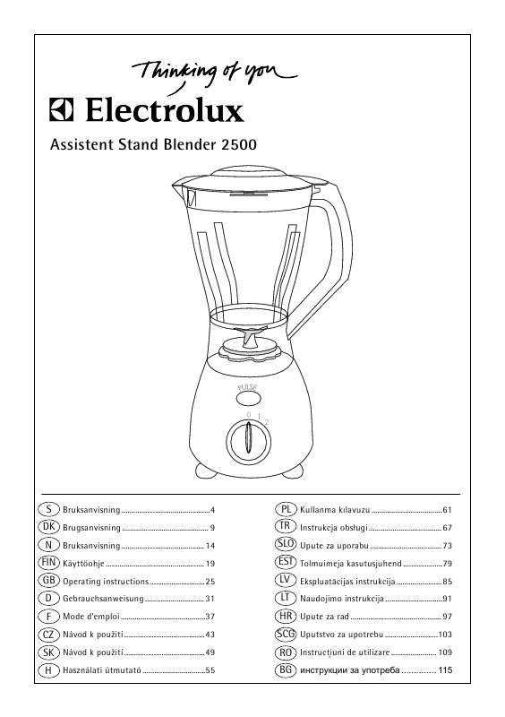 Guide utilisation AEG-ELECTROLUX ASB2500 de la marque AEG-ELECTROLUX