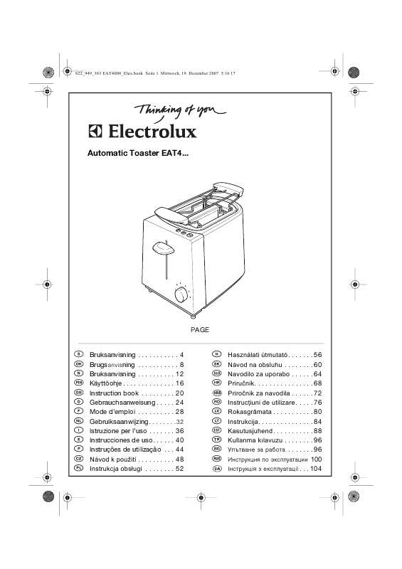 Guide utilisation AEG-ELECTROLUX EAT4000  de la marque AEG-ELECTROLUX