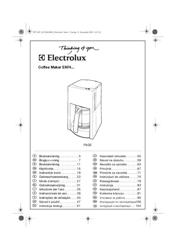 Guide utilisation  AEG-ELECTROLUX EKF4040  de la marque AEG-ELECTROLUX