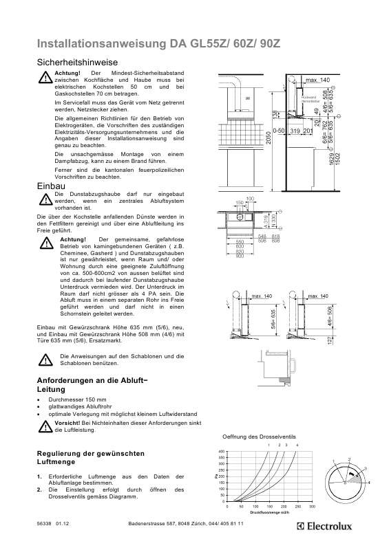 Guide utilisation AEG-ELECTROLUX DA GL60Z  - INSTALLATION GUIDE de la marque AEG-ELECTROLUX