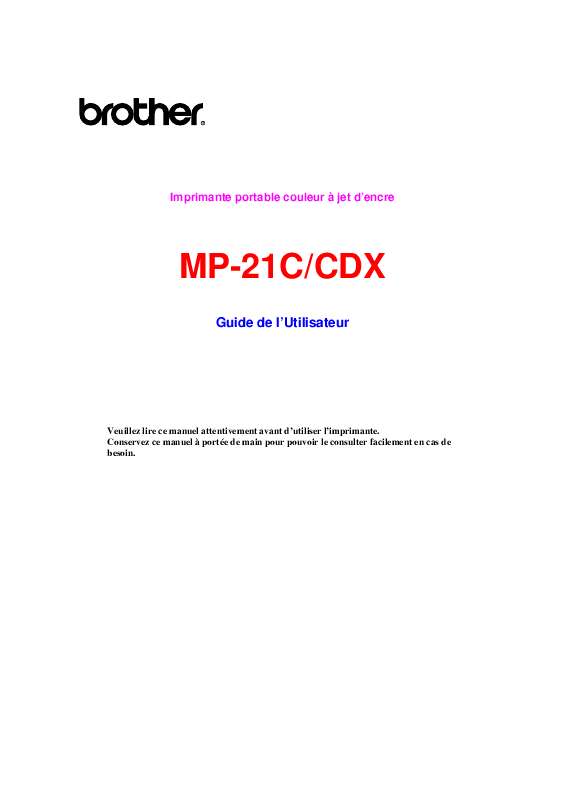 Guide utilisation  BROTHER MP-21C  de la marque BROTHER
