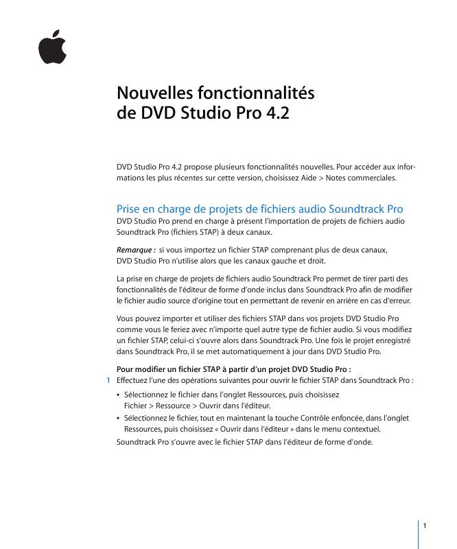 Guide utilisation  APPLE DVD STUDIO PRO 4.2  de la marque APPLE