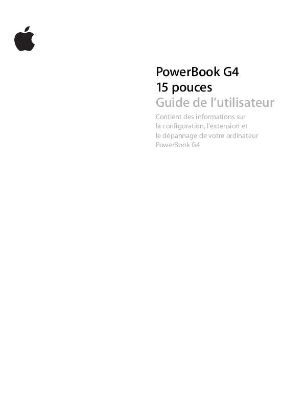 Guide utilisation APPLE POWERBOOK G4 15-INCH  de la marque APPLE