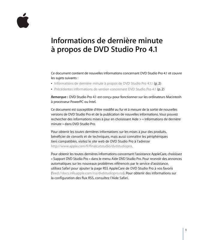 Guide utilisation  APPLE DVD STUDIO PRO 4.1  de la marque APPLE