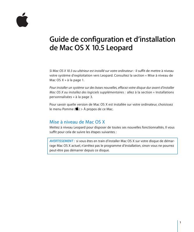 Guide utilisation APPLE MAC OS X 10.5 LEOPARD  de la marque APPLE