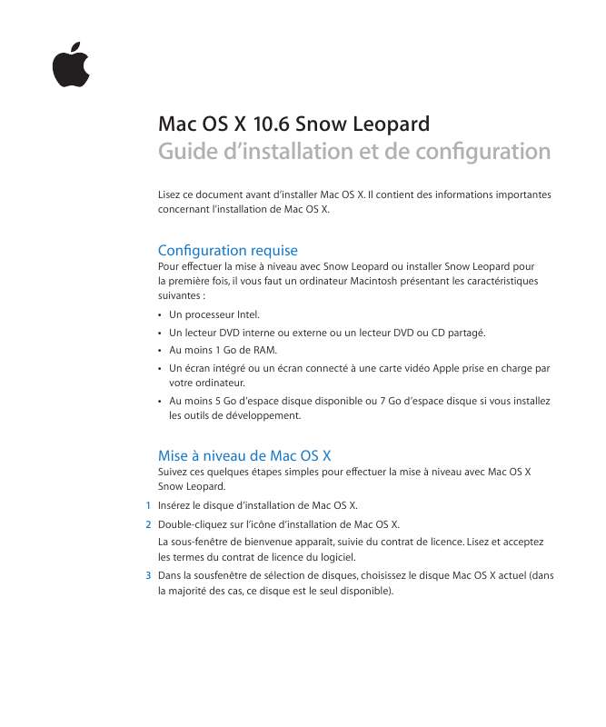 Guide utilisation APPLE MAC OS X 10.6 SNOW LEOPARD  de la marque APPLE