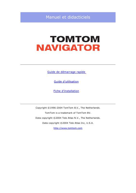 Guide utilisation TOMTOM NAVIGATOR 3 POUR PALM  de la marque TOMTOM