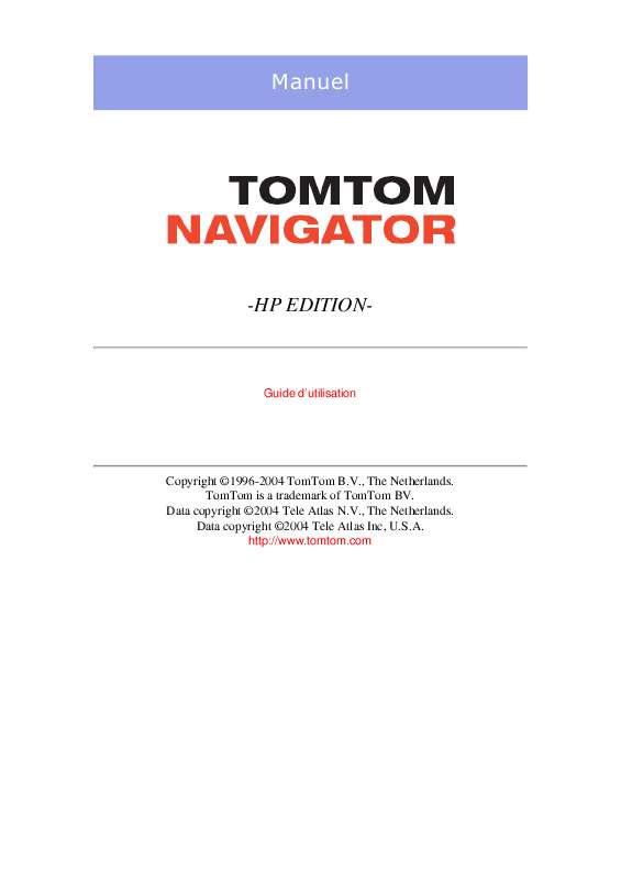 Guide utilisation TOMTOM NAVIGATOR 5-HP EDITION  de la marque TOMTOM
