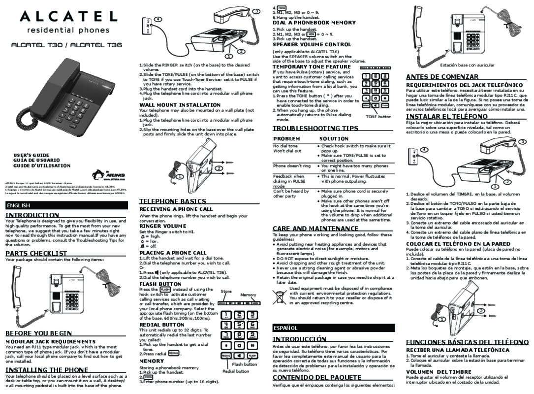 Guide utilisation  ALCATEL T30  de la marque ALCATEL