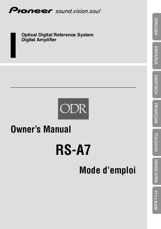 Guide utilisation  PIONEER ODR RS-A7  de la marque PIONEER