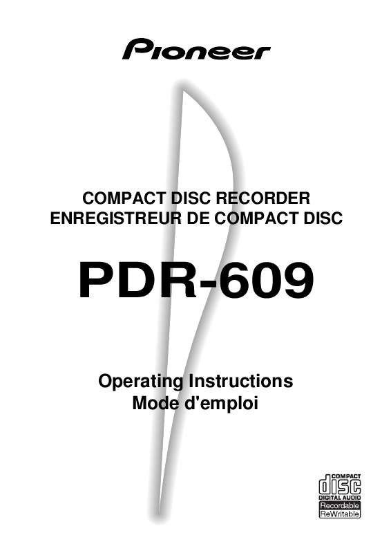 Guide utilisation  PIONEER PDR-609  de la marque PIONEER