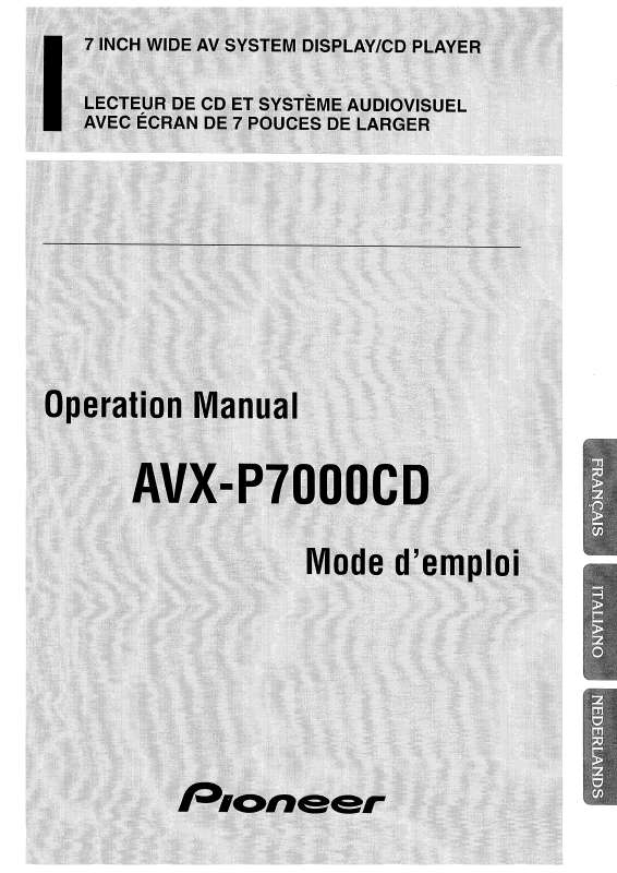 Guide utilisation  PIONEER AVX-P7000CD  de la marque PIONEER