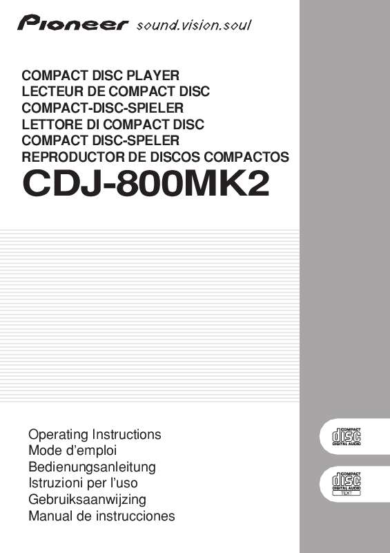 Guide utilisation  PIONEER CDJ-800MK2  de la marque PIONEER