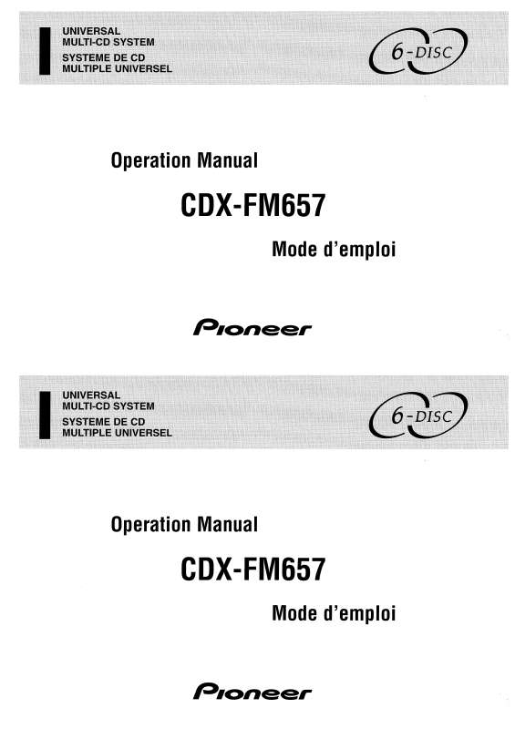 Guide utilisation  PIONEER CDX-FM657  de la marque PIONEER