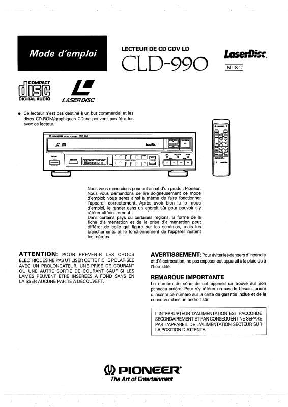 Guide utilisation  PIONEER CLD-990  de la marque PIONEER