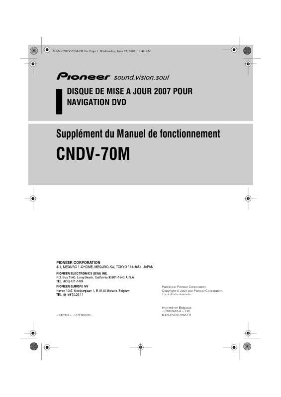 Guide utilisation  PIONEER CNDV-70M  de la marque PIONEER