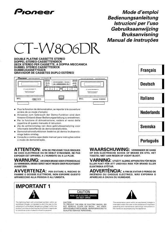 Guide utilisation PIONEER CT-W806DR  de la marque PIONEER