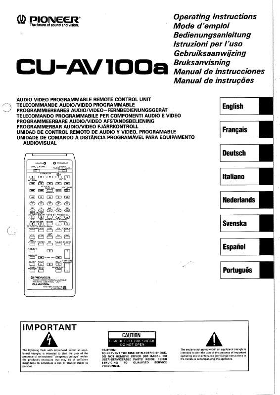 Guide utilisation  PIONEER CU-AV100A  de la marque PIONEER