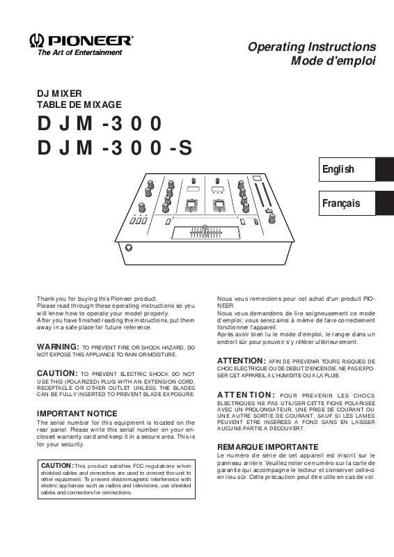Guide utilisation  PIONEER DJM-300S  de la marque PIONEER