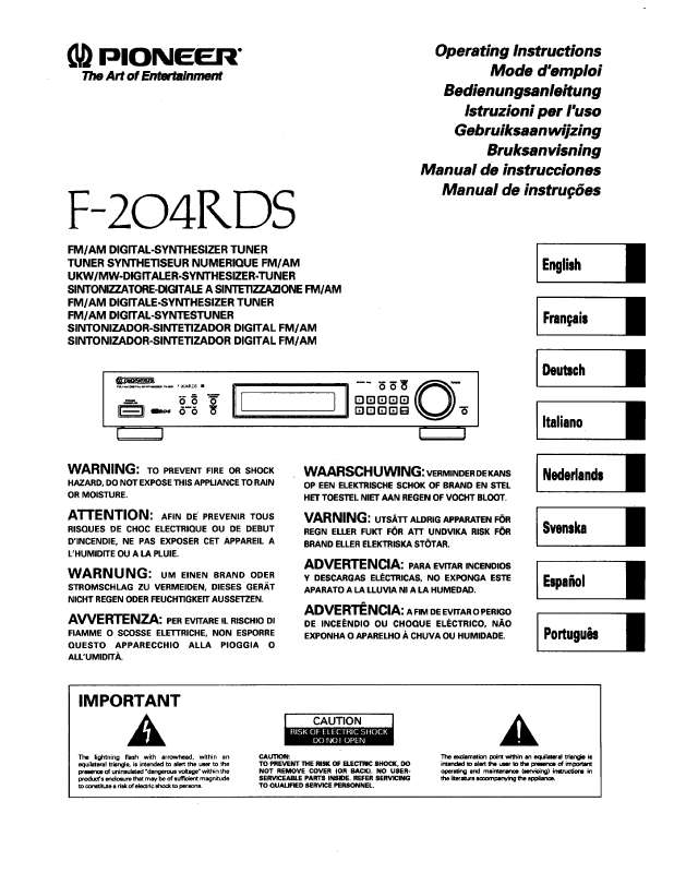 Guide utilisation  PIONEER F-204RDS  de la marque PIONEER