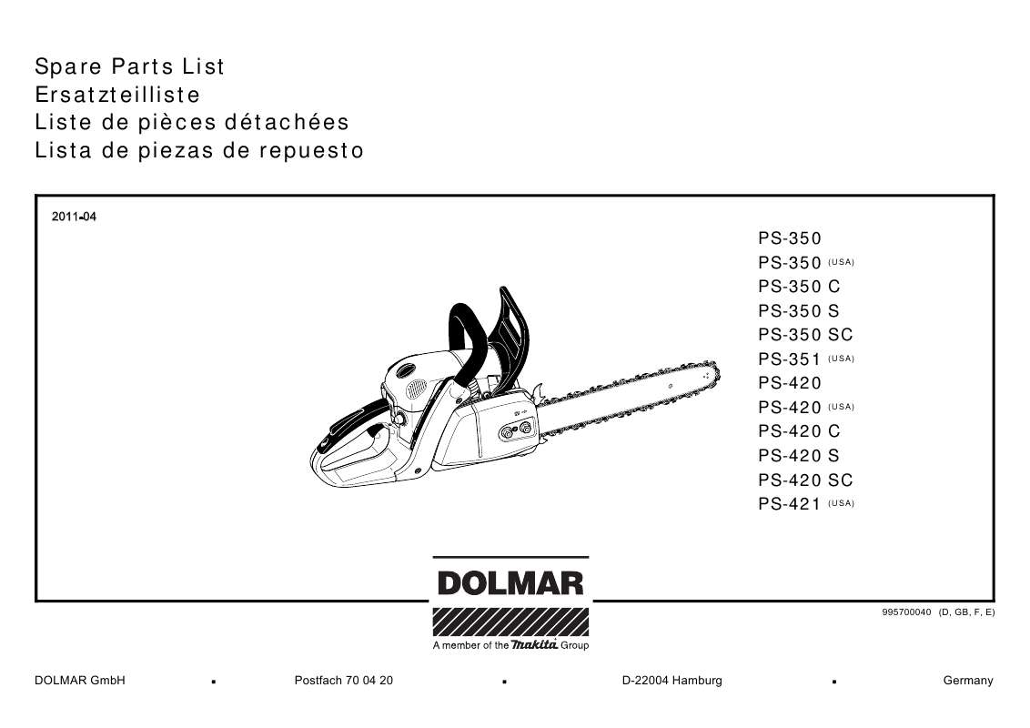 Guide utilisation  DOLMAR PS-420 S  de la marque DOLMAR