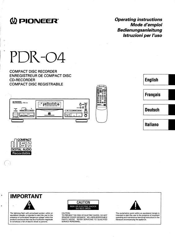 Guide utilisation  PIONEER PDR-04  de la marque PIONEER