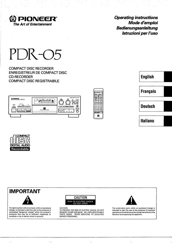 Guide utilisation  PIONEER PDR-05  de la marque PIONEER