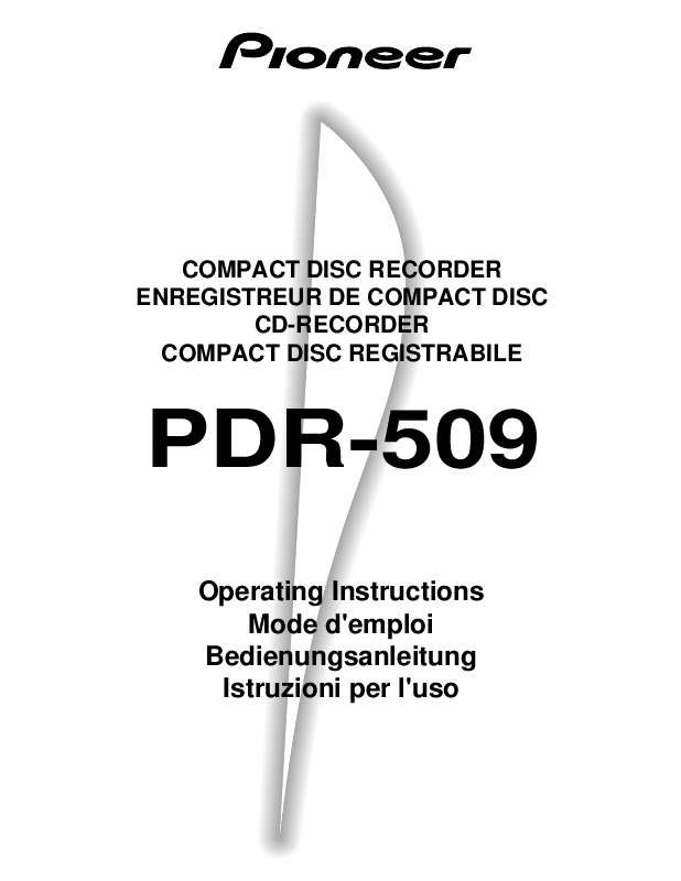 Guide utilisation  PIONEER PDR-509  de la marque PIONEER